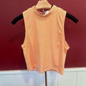 Athleta orange and white striped sleeveless crop top
